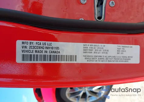 2022 Dodge Charger Gt Rwd z USA, uszkodzony, nr VIN 2C3CDXHG1NH161105